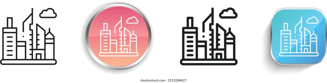 cityscape icon. Thin Linear, Regular and Button Style Design Isolated On White Background