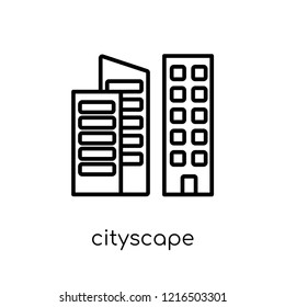 Cityscape icon. Trendy modern flat linear vector Cityscape icon on white background from thin line United States of America collection, editable outline stroke vector illustration
