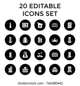 Cityscape icons. set of 20 editable filled cityscape icons such as business centre, business center building, house building, building