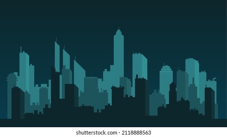 Cityscape Illustration Background with Silhouette View. Simple Modern Clean Decorative Building