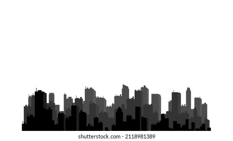 Cityscape Illustration Background with Silhouette View. Simple Modern Clean Decorative Building