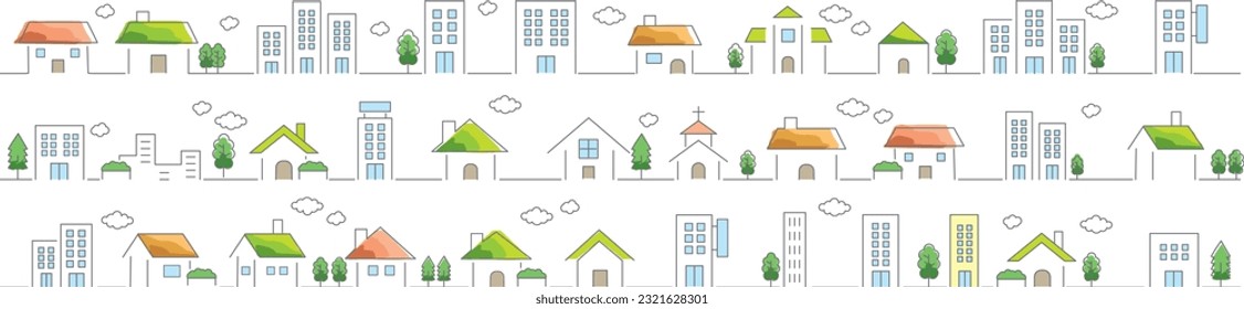Cityscape Landscape Real Estate vector line illustration