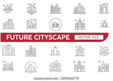 Cityscape Line Vector Icons and Signs.eps