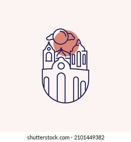 Cityscape linear vector illustration. Apartment building Real estate construction. City skyline logo. Vector illustration EPS.8 EPS.10
