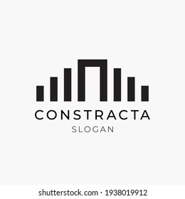 Cityscape logo design for real estate, or construction company. Abstract geometric vector icon of many residential towers.