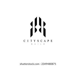 Cityscape logo design template. Design for architecture, construction, real estate, apartment, residence, building and city landscape.