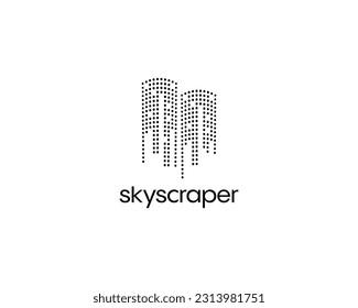 Cityscape logo design template for business identity. City skyline vector illustration. Pixel art design.
