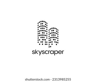 Cityscape logo design template for business identity. City skyline vector illustration. Pixel art design.