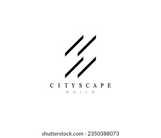 Cityscape logo design template for business identity. Modern city landscape vector symbol.