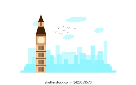 Cityscape of London with Big Ben Time tower