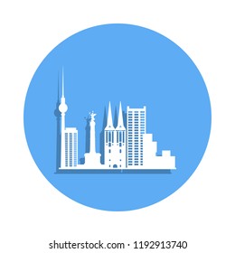 cityscape london icon in badge style. One of Cityscape collection icon can be used for UI, UX