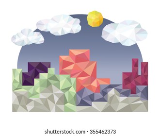 Cityscape low polygonal illustration.