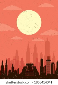 cityscape mexico skyline scene icon vector illustration design