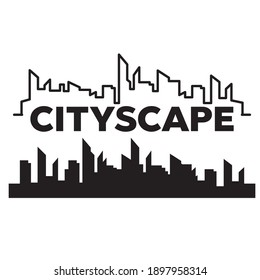 Formas arquitectónicas modernas de paisajes urbanos. Vector de siluetas de paisajes urbanos 
