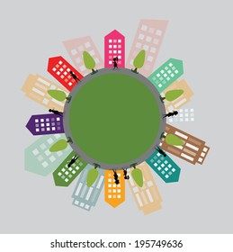 cityscape, modern city life vector illustration