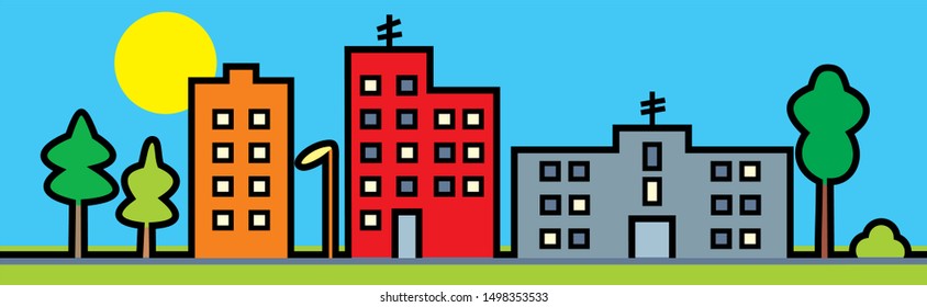 cityscape, modern town, color silhouette of town, vector icon