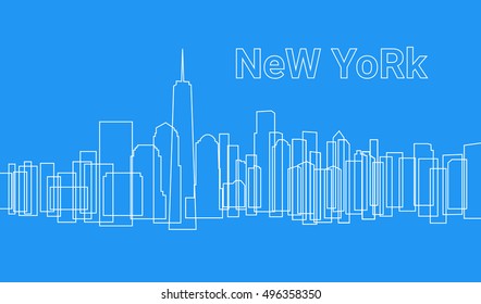 Cityscape New York. Background modern city in a outline style. Vector illustration