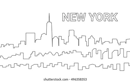 Cityscape Nueva York. La ciudad moderna de fondo en un estilo lineal. Ilustración del vector