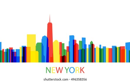 Cityscape New York. Background modern city in a flat style. Vector illustration. Seamless horizontal pattern