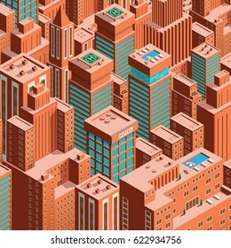 Cityscape of New York. Isometric perspective. Vector illustration