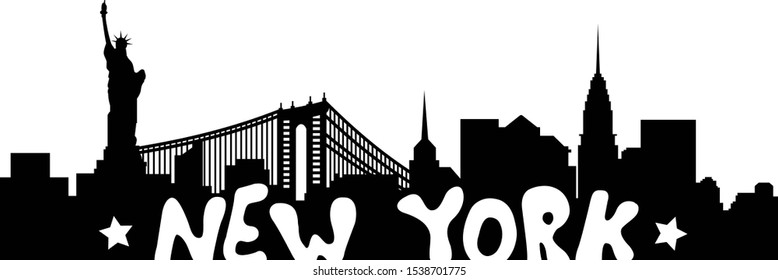 Cityscape New York Vector File. New York Skyline. NY Clip Art. Statue Of Liberty Digital File.