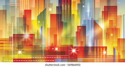 Cityscape night background. Vector Illustration
