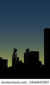Cityscape night light city landscape book cover portrait vector background illustration black silhouette web background banner poster cover