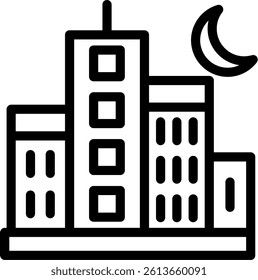 Cityscape at Night Line Vector Icon Design