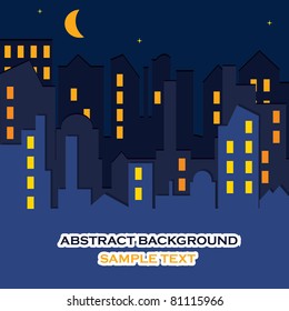 CITYSCAPE at the night time. . Vector illustration.