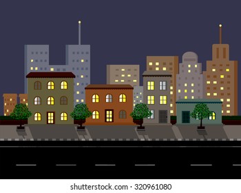 Cityscape at night. vector illustration