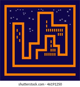 Cityscape nighttime icon
