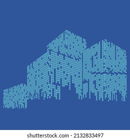 Cityscape sobre fondo blanco, Perspectiva de la construcción, Edificio moderno en el horizonte de la ciudad, silueta de la ciudad, rascacielos de la ciudad, Centro de negocios, Ilustración vectorial en diseño plano.