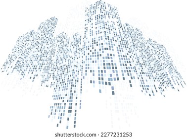 Cityscape on white background, Building perspective, Modern building in the city skyline, city silhouette, city skyscrapers, Business center, Vector illustration in flat design.