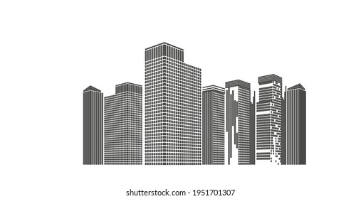 Cityscape on white background, Modern City skyline, city silhouette, Business center, Vector illustration in flat design.