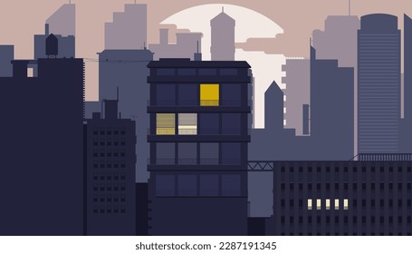 Cityscape. Panoramic urban landscape. Vector illustration