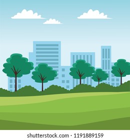 Cityscape from park