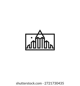 Cityscape pencil creative logo design.