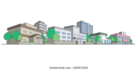 Cityscape perspective illustration. Vector illustration.