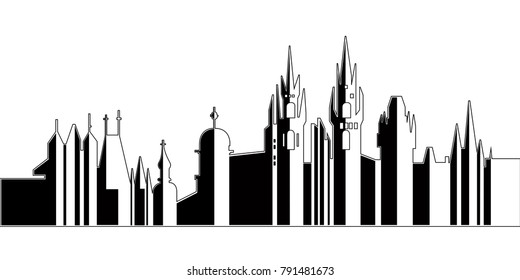 Cityscape of Prague on a white background, Vector illustration