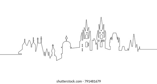 Cityscape of Prague on a white background, Vector illustration