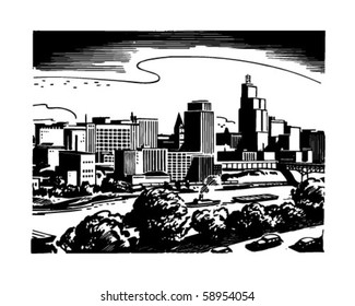 Cityscape - Retro Clip Art