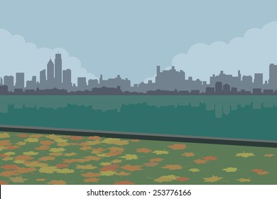cityscape with river or lake