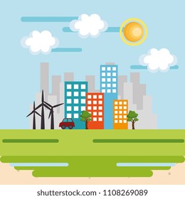 cityscape scene eco friendly