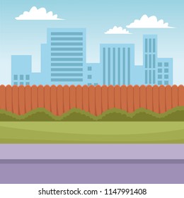 Cityscape scenery cartoon