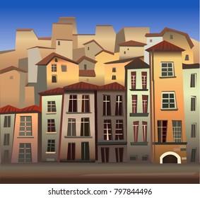 Cityscape seamless background. Vector Illustration design - Prague city. Old european town.