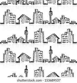 Cityscape seamless sketch, vector illustration, eps10