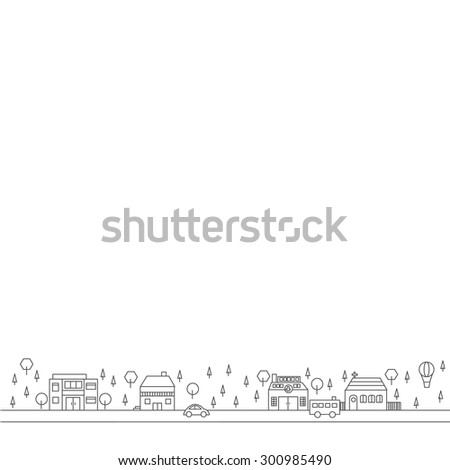 cityscape set of buldings with space. city landscape line vector illustration