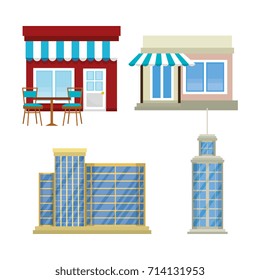 cityscape set elements icons