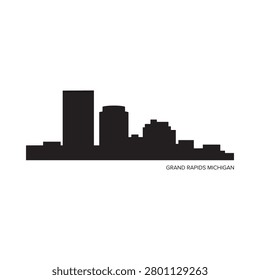 Cityscape Silhouette Against White Background Grand Rapids Michigan Skyline