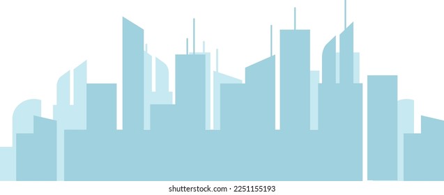 Cityscape silhouette. Blue high buildings. Urban background